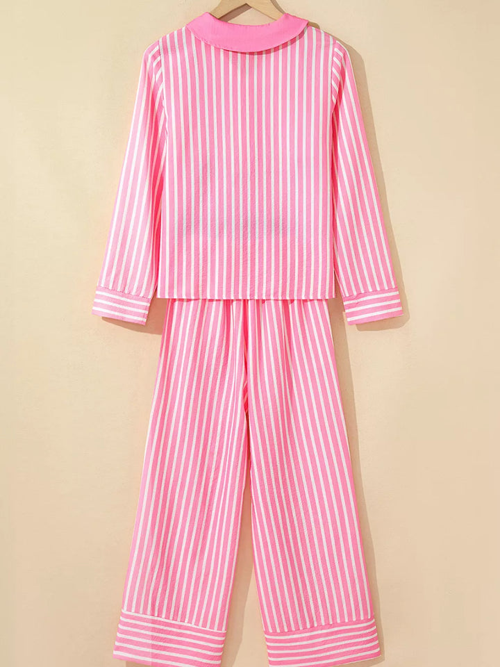 Stripe Buttoned 2 Piece Pajama