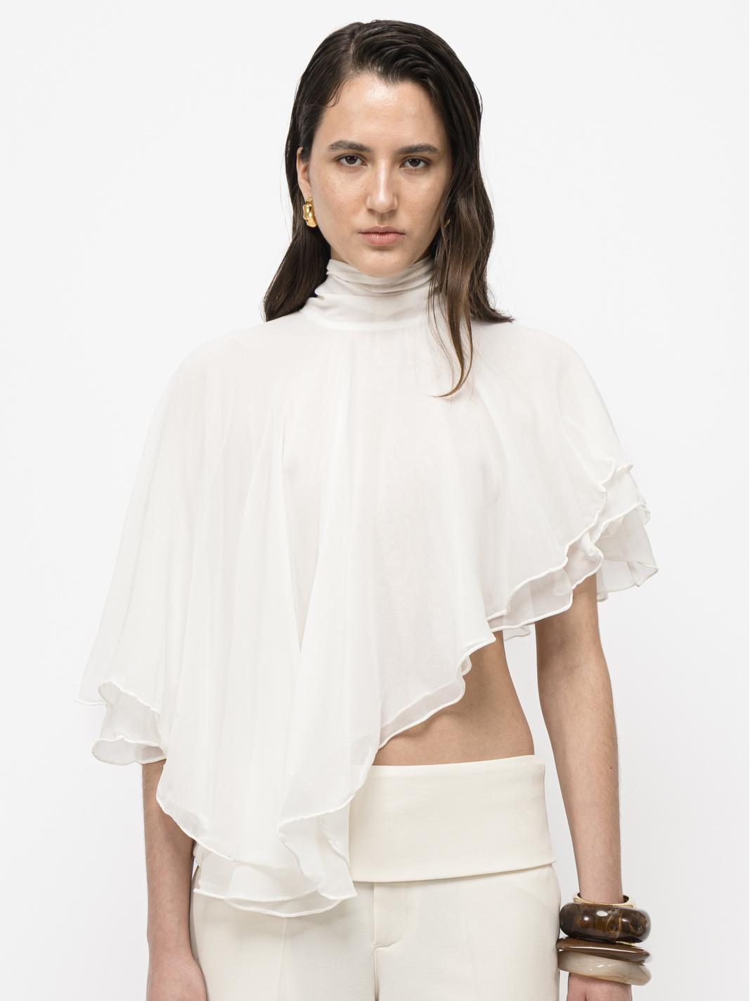 Flowy Chiffon Cape Top