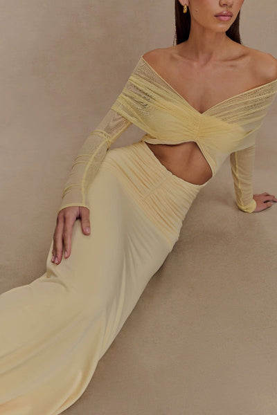 Slinky And Mesh Maxi Dress