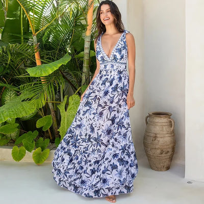 Floral Print One-Piece Swimsuit Set