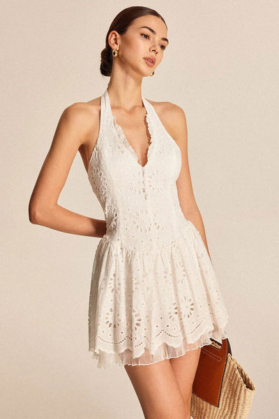 White Sexy Pure Lace Mini Dress