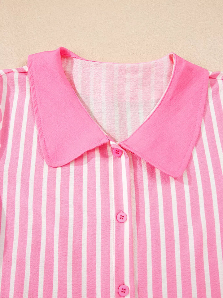 Stripe Buttoned 2 Piece Pajama