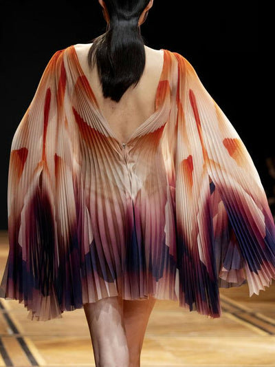 Aurora Flutter Pleated Mini Dress
