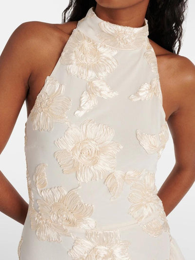 Floral-Appliqué Maxi Dress