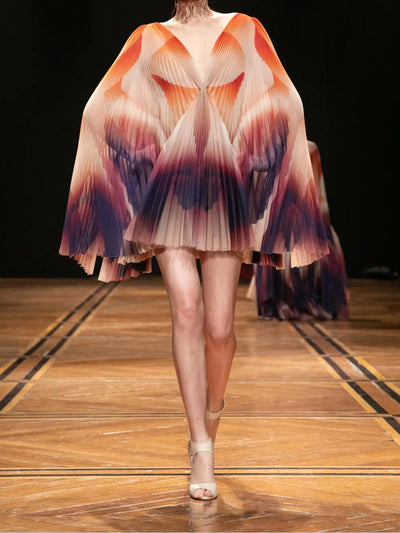 Aurora Flutter Pleated Mini Dress
