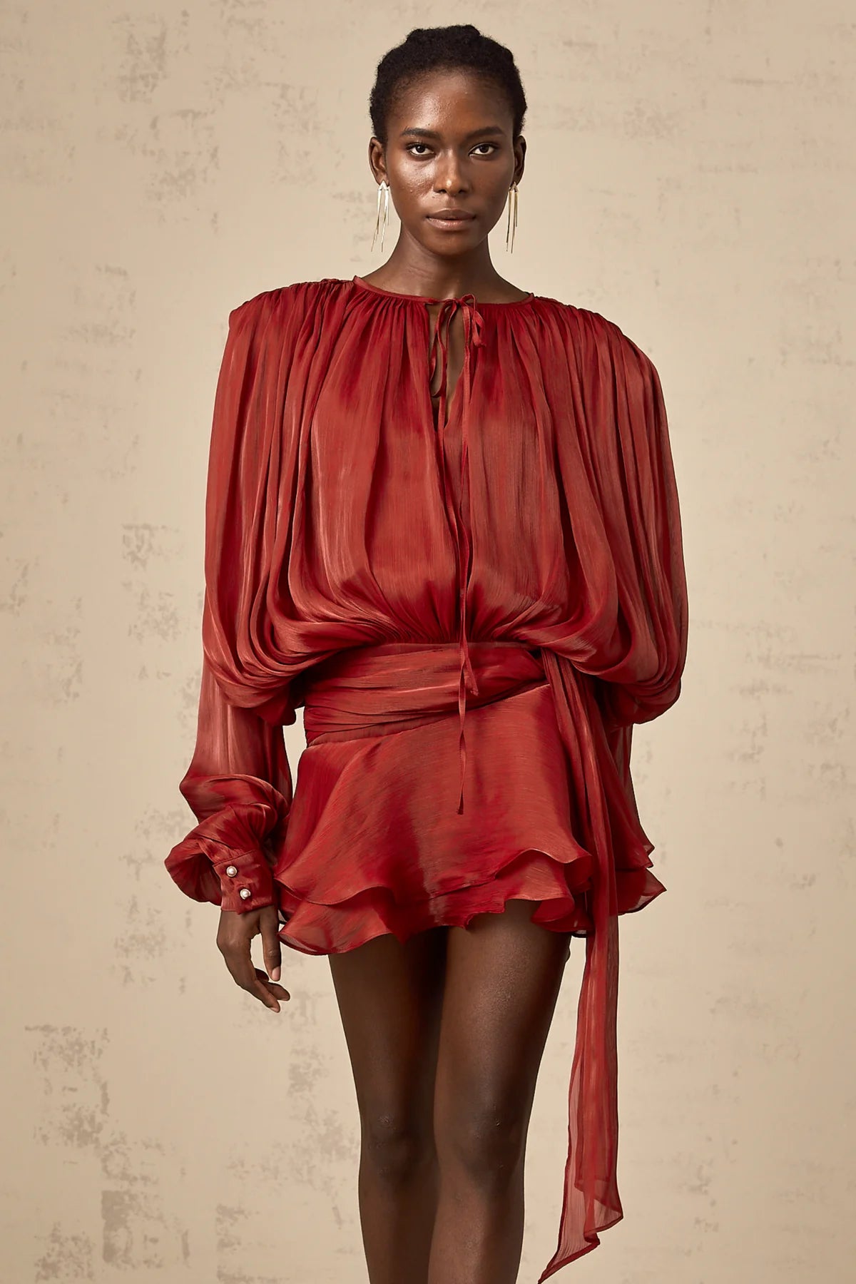 EUGÉNIE FULLY-PLEATED RUFFLED MINI DRESS