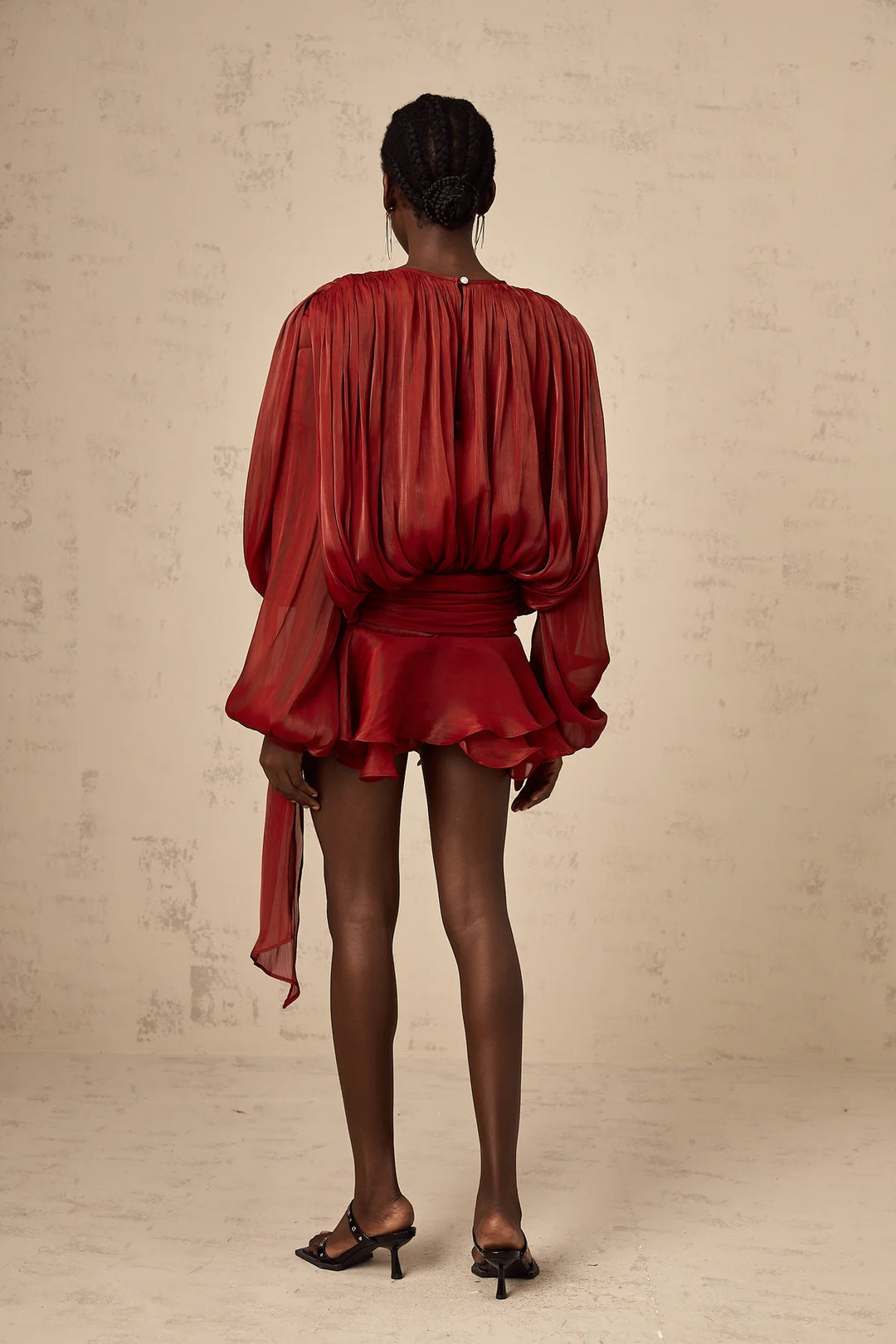 EUGÉNIE FULLY-PLEATED RUFFLED MINI DRESS