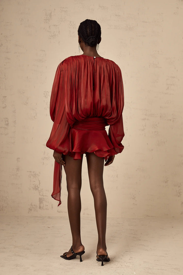 EUGÉNIE FULLY-PLEATED RUFFLED MINI DRESS