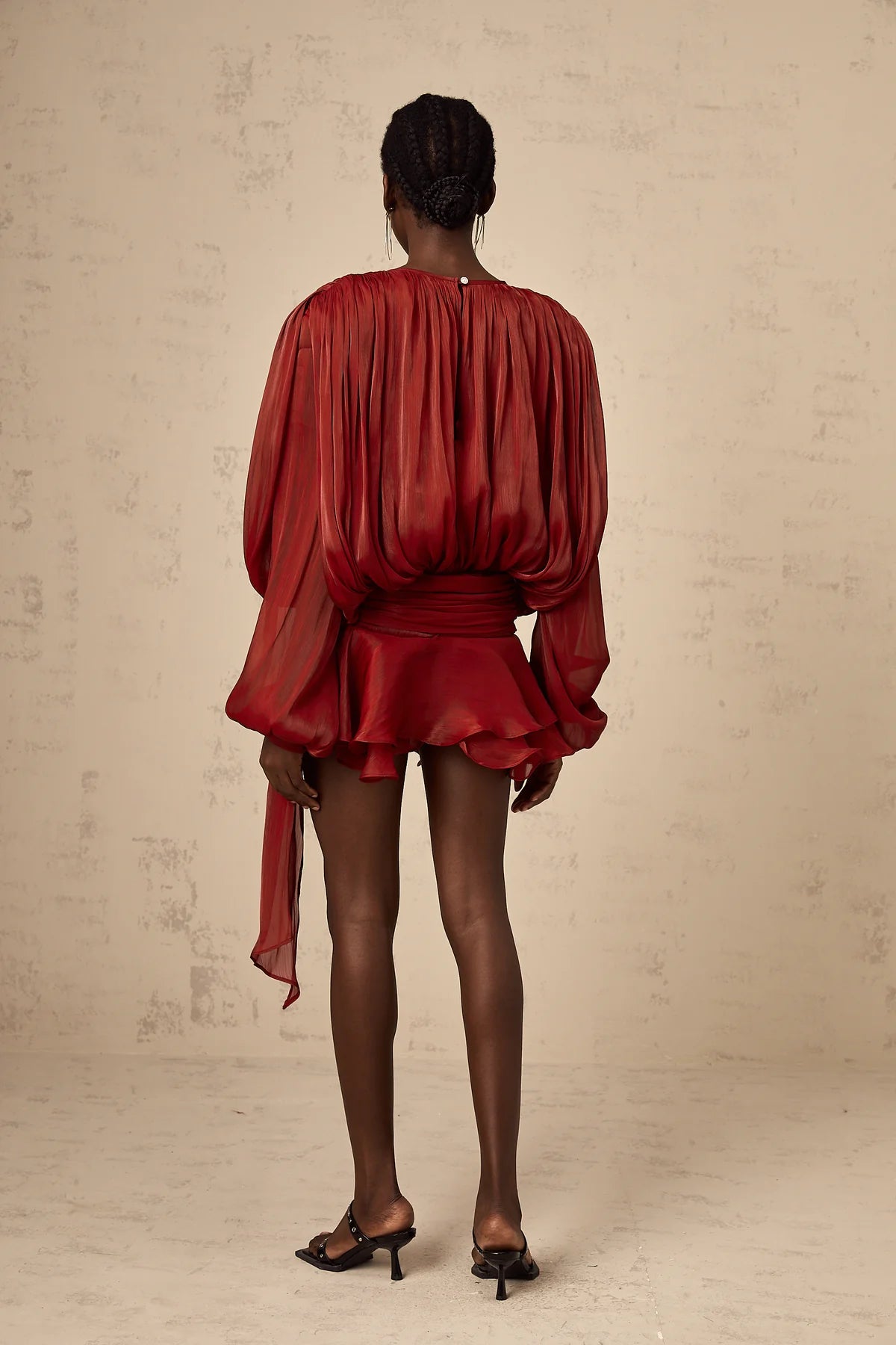 EUGÉNIE FULLY-PLEATED RUFFLED MINI DRESS