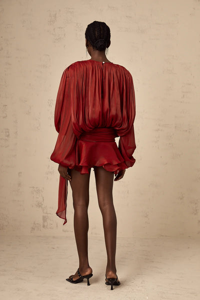 EUGÉNIE FULLY-PLEATED RUFFLED MINI DRESS
