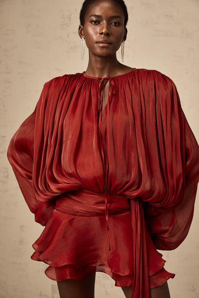 EUGÉNIE FULLY-PLEATED RUFFLED MINI DRESS
