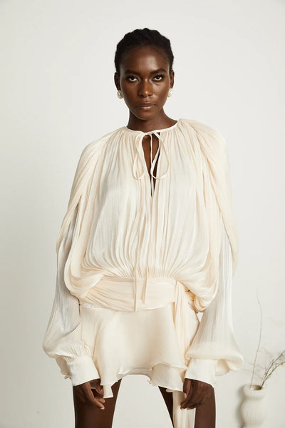 EUGÉNIE FULLY-PLEATED RUFFLED MINI DRESS