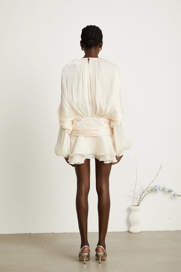 EUGÉNIE FULLY-PLEATED RUFFLED MINI DRESS