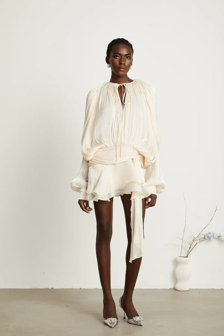 EUGÉNIE FULLY-PLEATED RUFFLED MINI DRESS