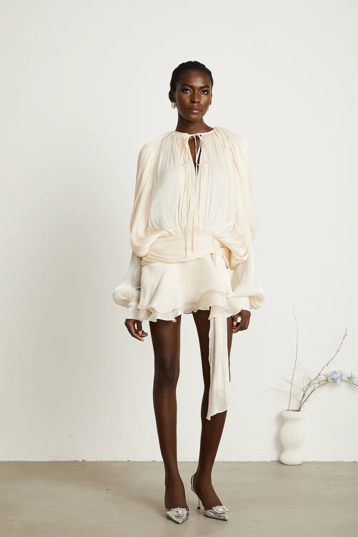 EUGÉNIE FULLY-PLEATED RUFFLED MINI DRESS