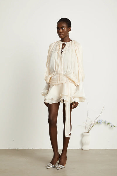 EUGÉNIE FULLY-PLEATED RUFFLED MINI DRESS