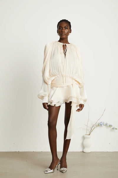 EUGÉNIE FULLY-PLEATED RUFFLED MINI DRESS