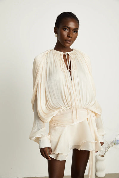 EUGÉNIE FULLY-PLEATED RUFFLED MINI DRESS