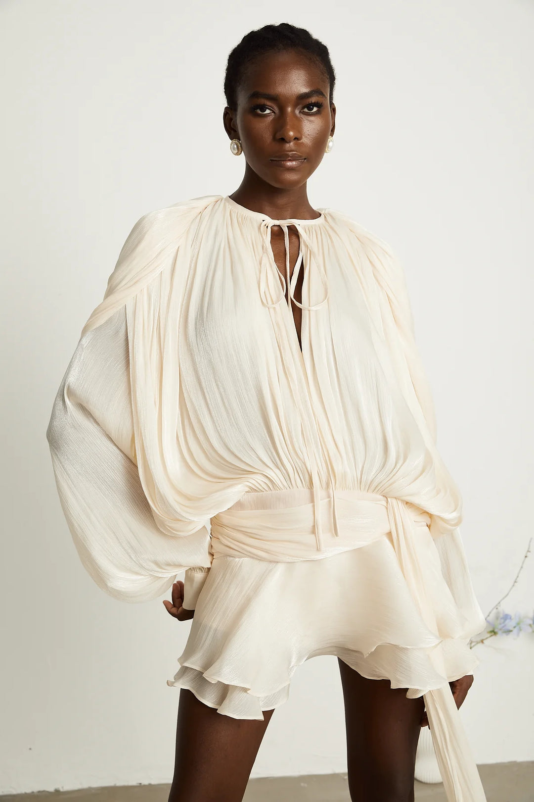 EUGÉNIE FULLY-PLEATED RUFFLED MINI DRESS