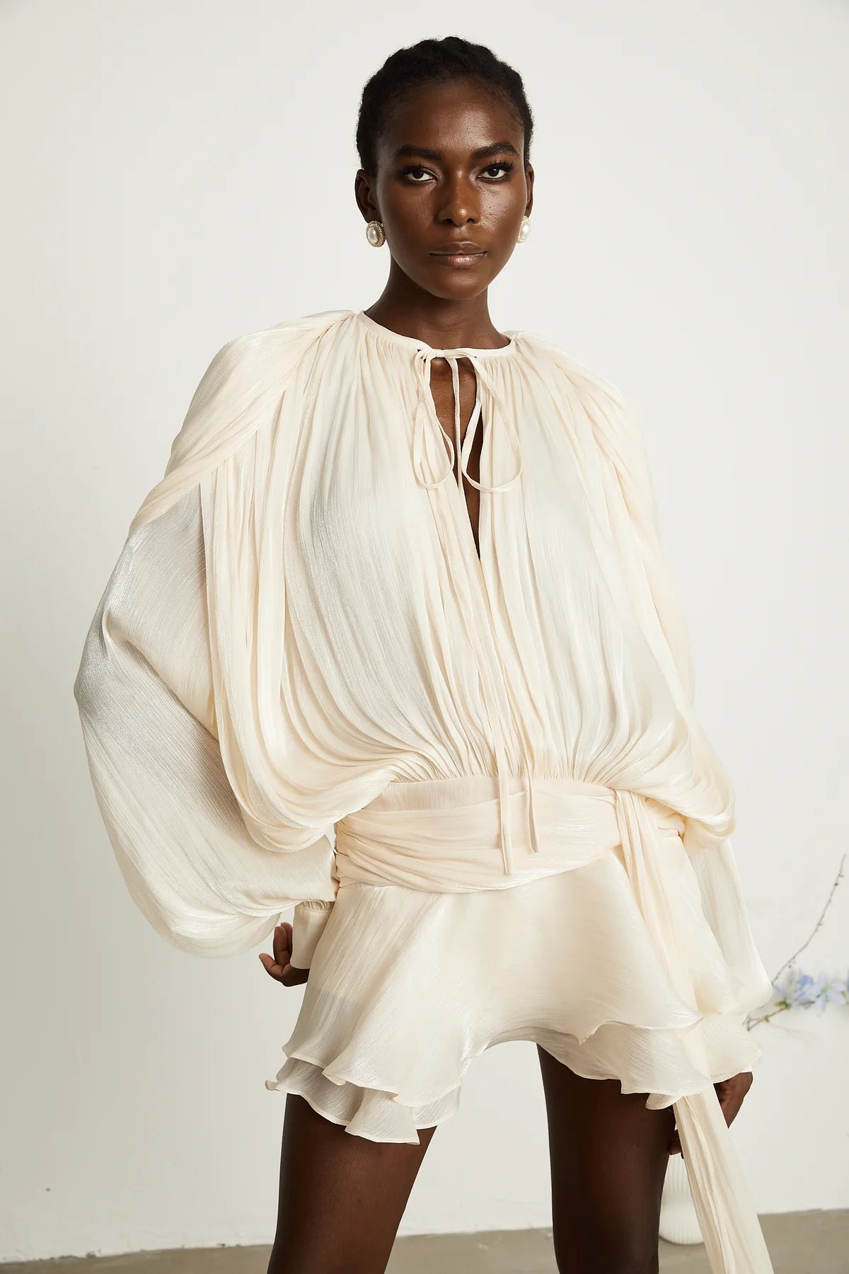 EUGÉNIE FULLY-PLEATED RUFFLED MINI DRESS