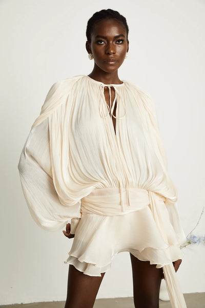 EUGÉNIE FULLY-PLEATED RUFFLED MINI DRESS