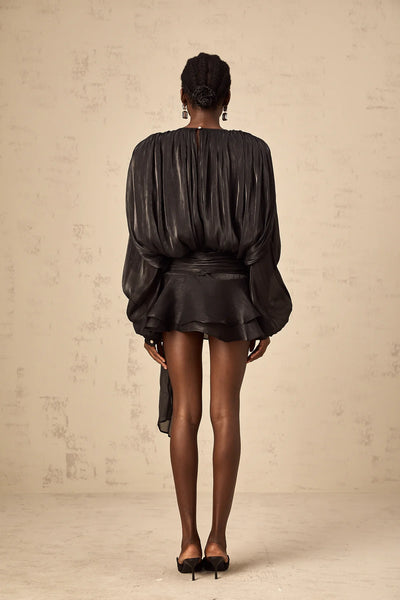 EUGÉNIE FULLY-PLEATED RUFFLED MINI DRESS