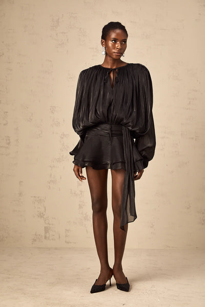 EUGÉNIE FULLY-PLEATED RUFFLED MINI DRESS