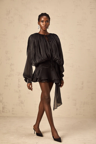 EUGÉNIE FULLY-PLEATED RUFFLED MINI DRESS