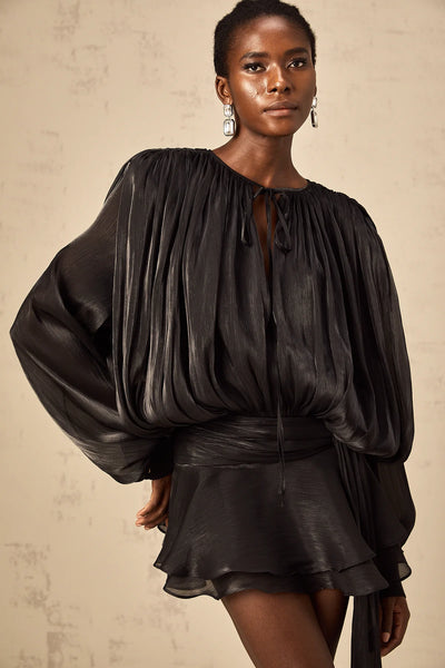 EUGÉNIE FULLY-PLEATED RUFFLED MINI DRESS