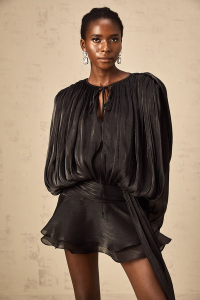 EUGÉNIE FULLY-PLEATED RUFFLED MINI DRESS