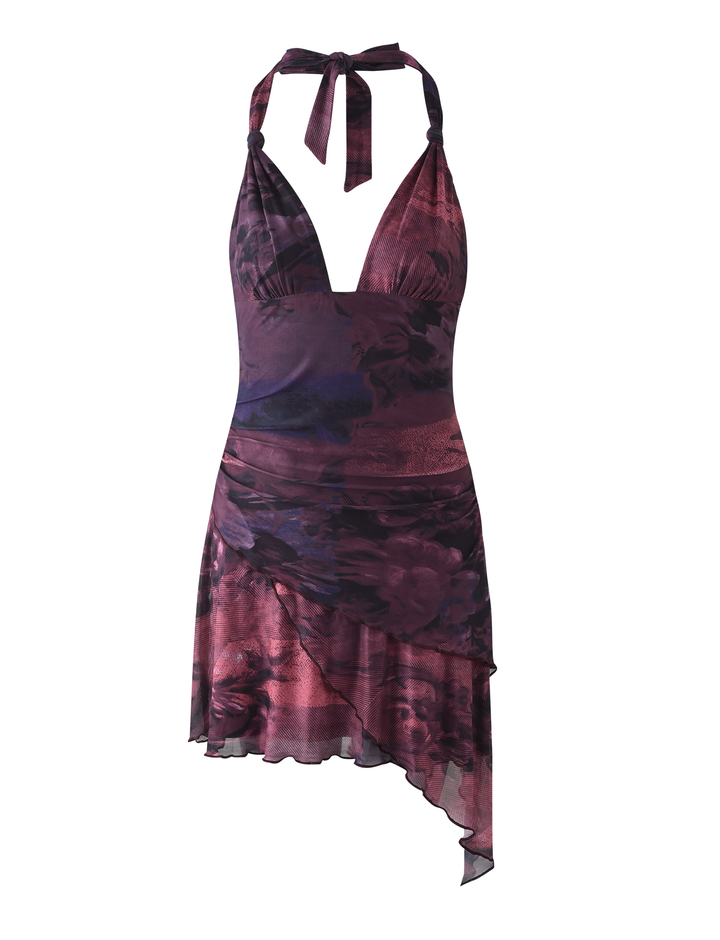 Frieda Dress Burgundy Romantic - flat lay front