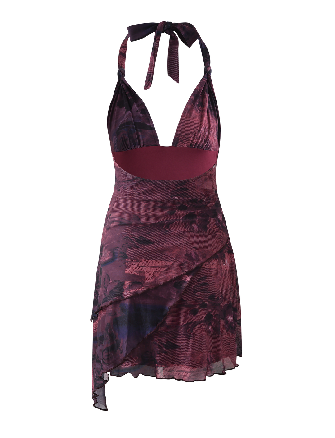 Frieda Dress Burgundy Romantic - flat lay back
