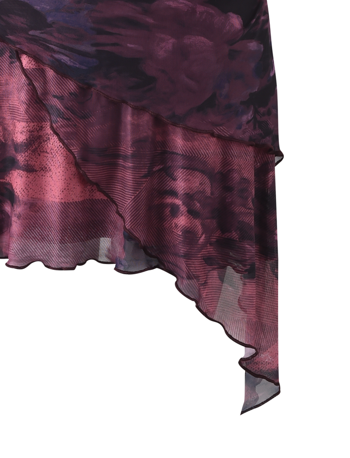 Frieda Dress Burgundy Romantic - fabric print close up