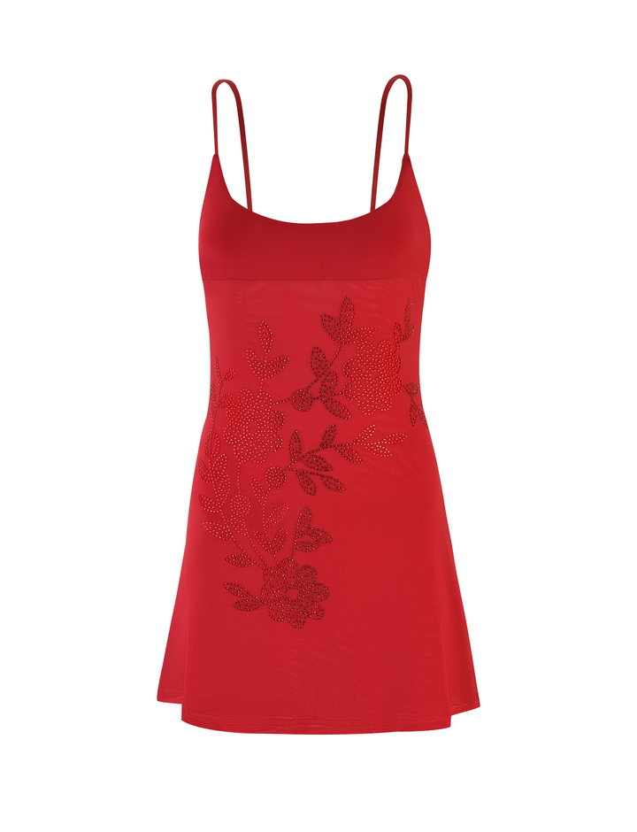 Octavia Dress Cherry Red - flat lay front