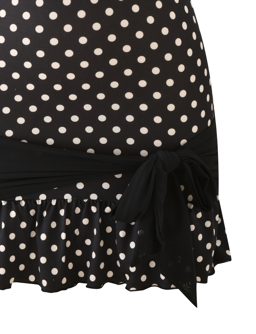 Tove Mini Dress Black Polka Dot - waist tie and ruffle detail