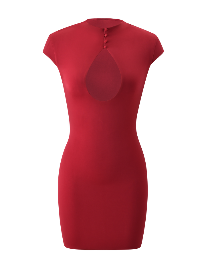 MILLS MINI DRESS - RED - flat lay front