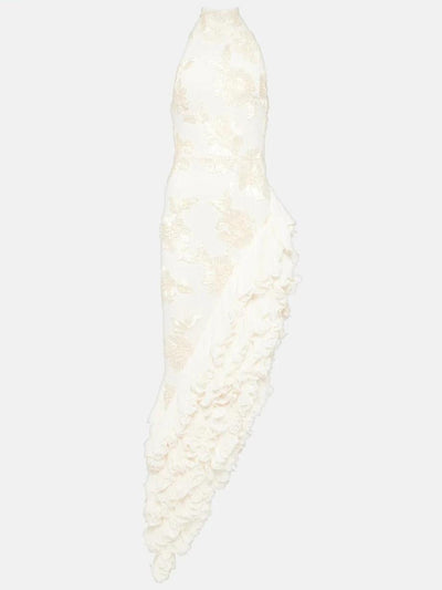 Floral-Appliqué Maxi Dress