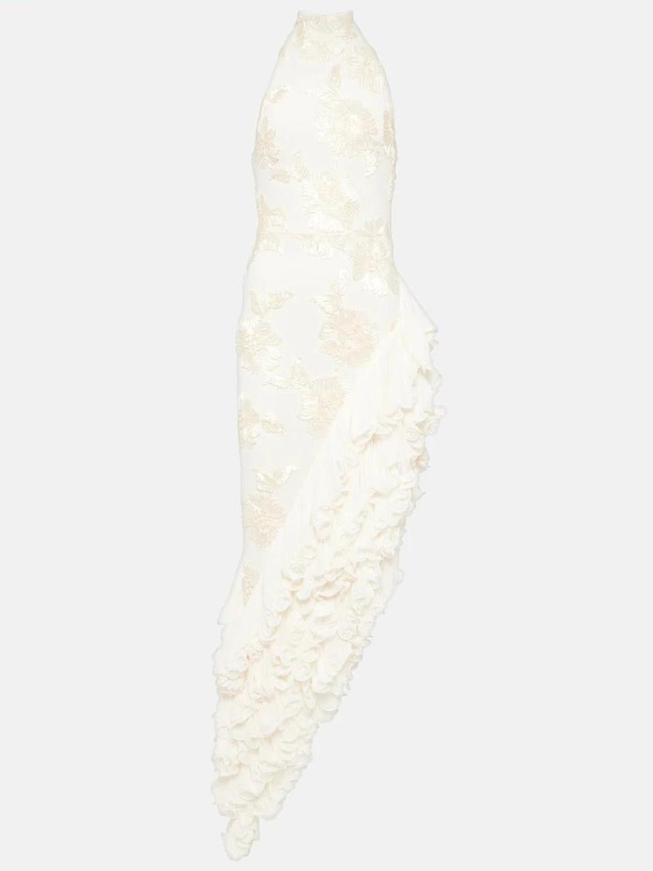 Floral-Appliqué Maxi Dress