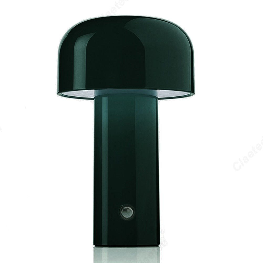 Small wireless mushroom-shaped bedside lamp.