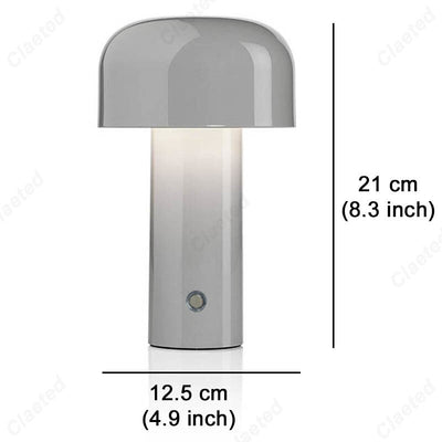 Small wireless mushroom-shaped bedside lamp.