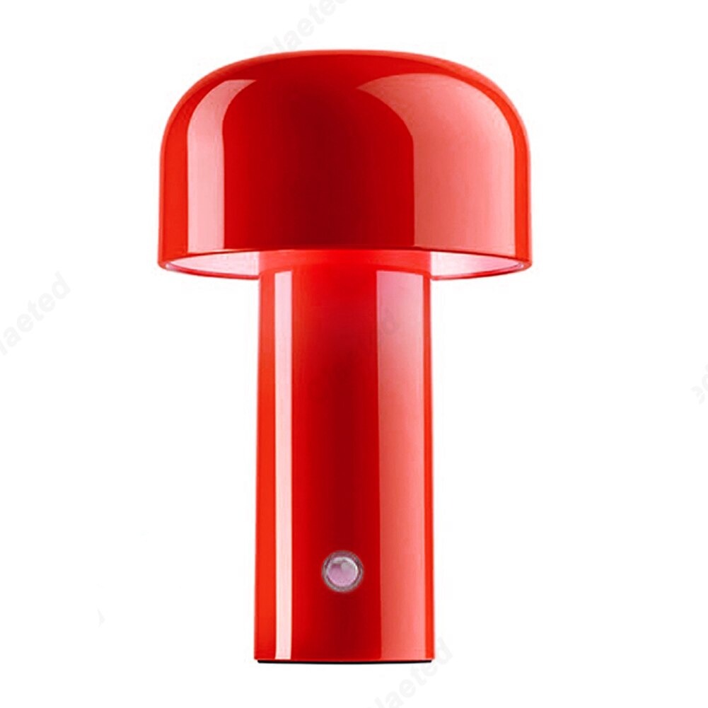 Small wireless mushroom-shaped bedside lamp.