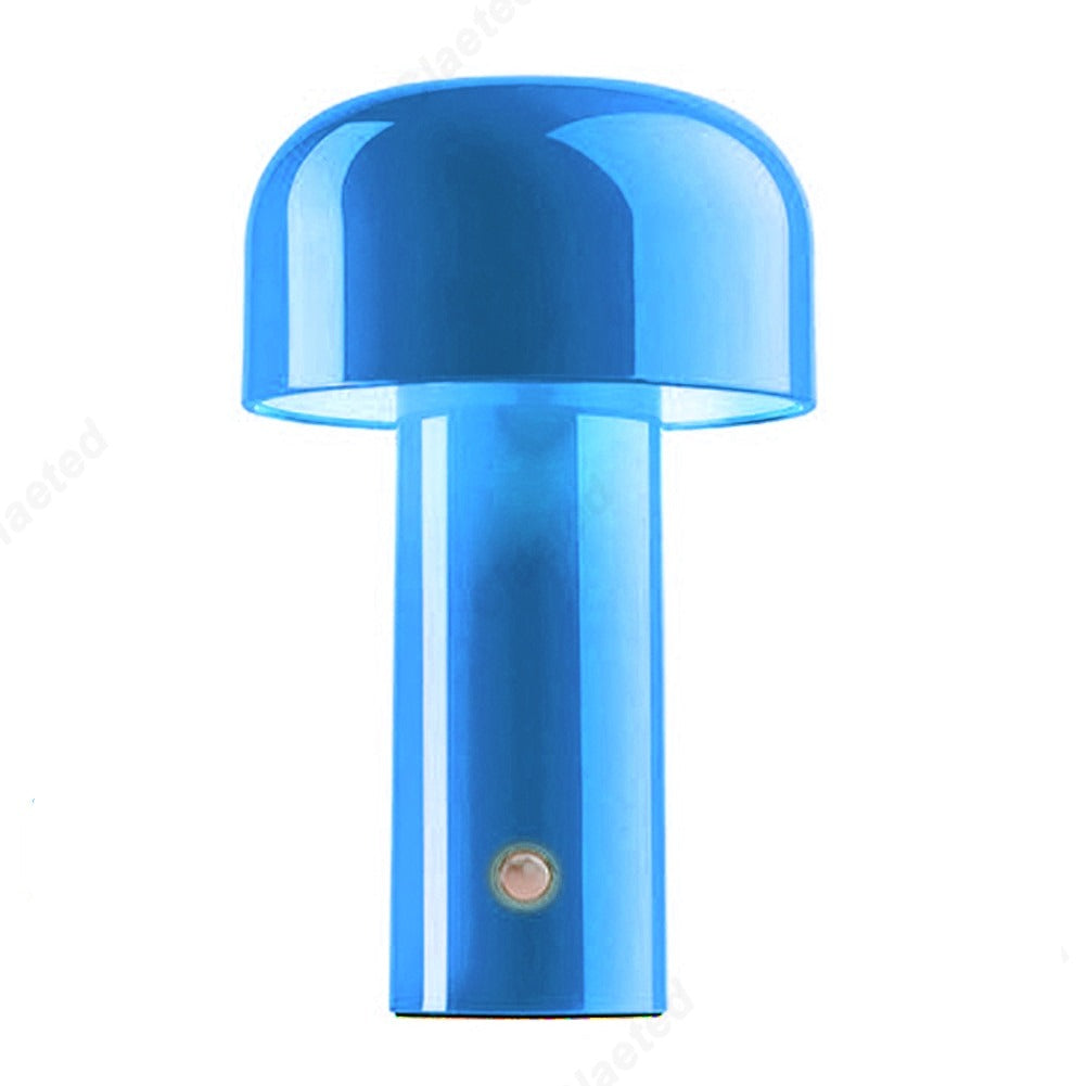 Small wireless mushroom-shaped bedside lamp.