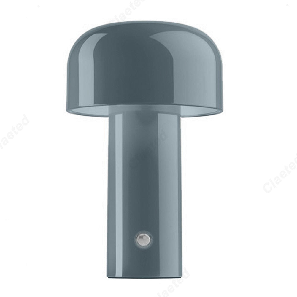 Small wireless mushroom-shaped bedside lamp.