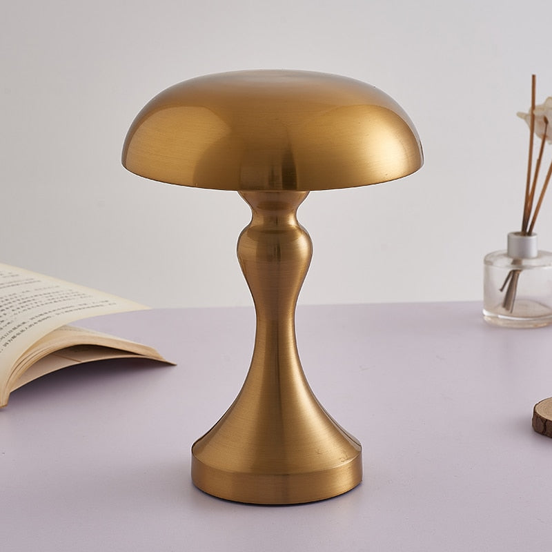 Small wireless mushroom-shaped bedside lamp