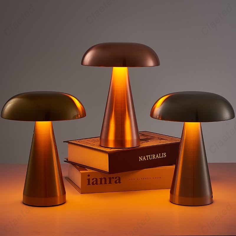Small wireless mushroom-shaped bedside lamp