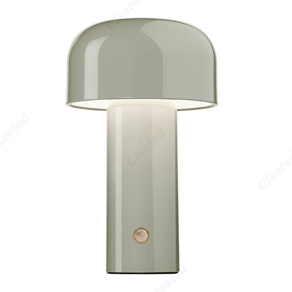 Small wireless mushroom-shaped bedside lamp.