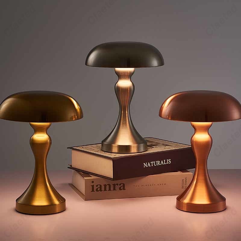Small wireless mushroom-shaped bedside lamp